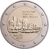 Malta 2 € 2017 Hagar Qim F- merkinnällä BU