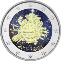 Suomi 2 € 2012 Euro 10 vuotta väritetty