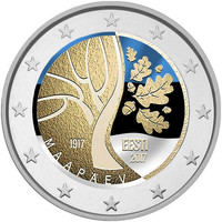 Viro 2 € 2017 Viron itsenäisyysjulistus 100 v. väritetty