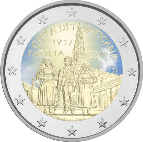 Vatikaani 2 € 2017 Fátiman ilmestys 100 vuotta väritetty
