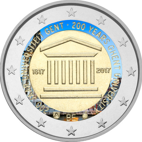 Belgia 2 € 2017 Gentin yliopisto 200 v. BU väritetty