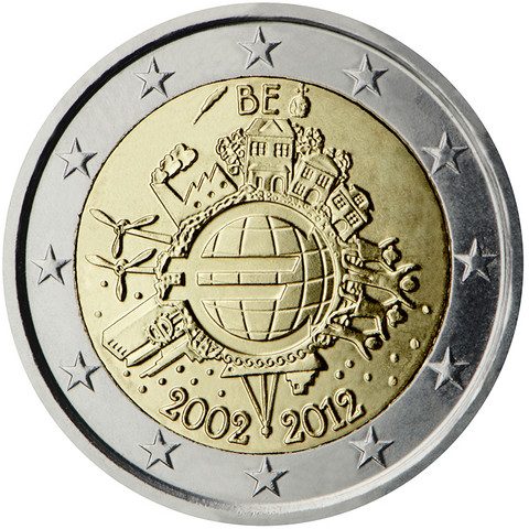 Belgia 2 € 2012 Euro 10 vuotta