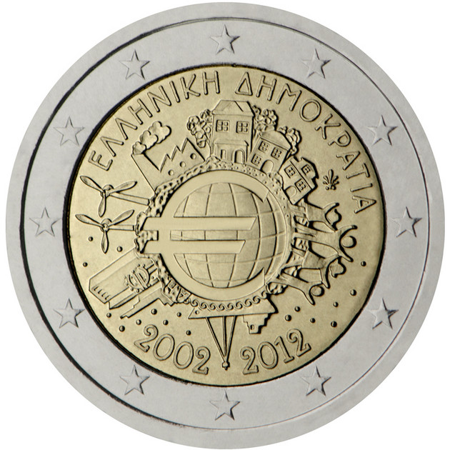 Kreikka 2 € 2012 Euro 10 vuotta 