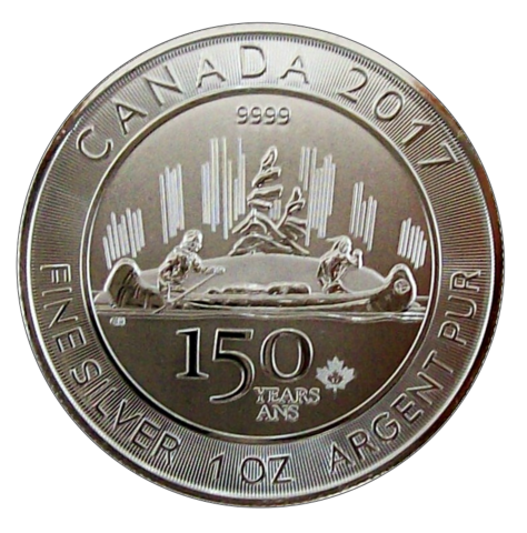 Kanada 5 $ 2017 Kanada 150 vuotta Voyager 1oz Ag