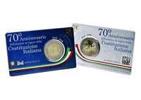 Italia 2 € 2018 Perustuslaki 70 vuotta BU coincard