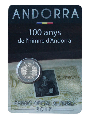 Andorra 2 € 2017 Kansallishymni 100 v. BU coincard