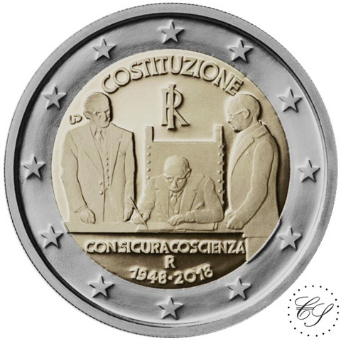 Italia 2 € 2018 Perustuslaki 70 vuotta