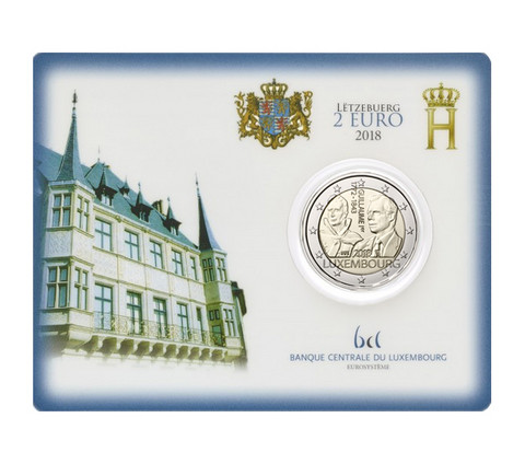 Luxemburg 2 € 2018 Guillaume I BU coincard