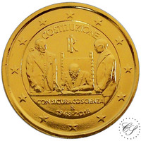 Italia 2 € 2018 Perustuslaki 70 vuotta KULLATTU