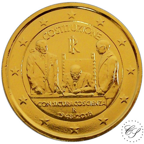 Italia 2 € 2018 Perustuslaki 70 vuotta KULLATTU