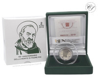 Vatikaani 2 € 2018 Padre Pion 50. vuosipäivä, Proof