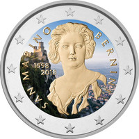 San Marino 2 € 2018 Gian L. Bernini väritetty