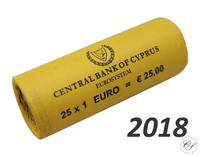 Kypros 1 € 2018 rulla, lyöntimäärä 100.000 kpl