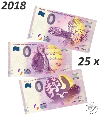 Mix 0 euro 2018 25 erilaista seteliä UNC