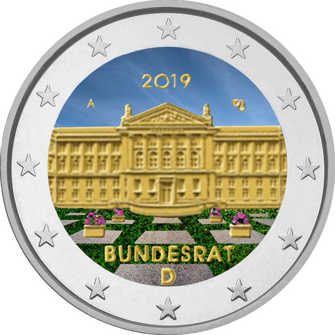 Saksa 2 € 2019 Bundesrat 70 v. A-J väritetty