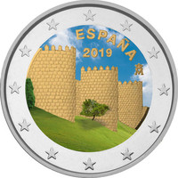 Espanja 2 € 2019 Ávilan kehämuuri väritetty