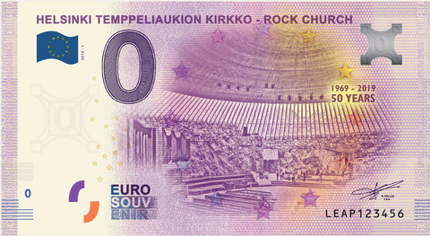 Suomi 0 euro 2019 Temppeliaukion kirkko - Helsinki