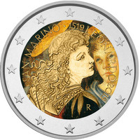San Marino 2 € 2019 Leonardo da Vinci 500 v. BU väritetty
