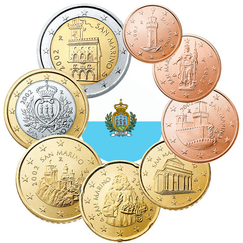 San Marino 1s - 2 € sekavuodet, vanha kuva-aihe UNC
