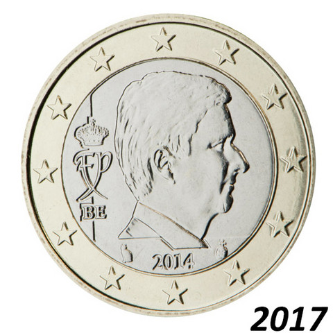 Belgia 1 € 2017 Kuningas Philippe BU kapselissa