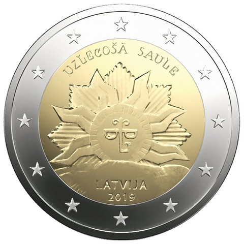 Latvia 2 € 2019 Vaakuna - Nouseva aurinko
