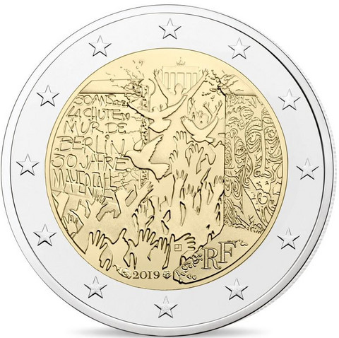 Ranska 2 € 2019 Berliinin muurin murtuminen 30 v.