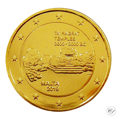 Malta 2 € 2019 Ta' Haġratin temppelit (F) kullattu