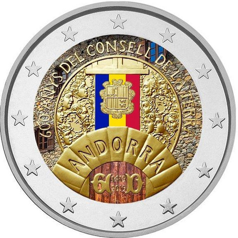 Andorra 2 € 2019 Consell de la Terra, väritetty (#2)