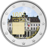 Slovenia 2 € 2019 Ljubljanan yliopisto 100 vuotta, väritetty (#1)