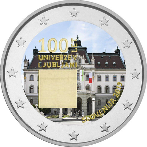Slovenia 2 € 2019 Ljubljanan yliopisto 100 vuotta, väritetty (#1)