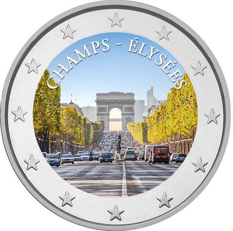 Champs-Élysées 2 € 2020 -juhlaraha, väritetty (#1)