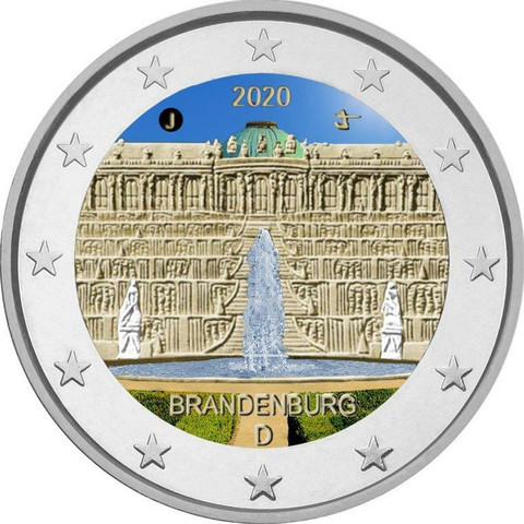 Saksa 2 € 2020 Brandenburg & Sanssouci, väritetty (#1)