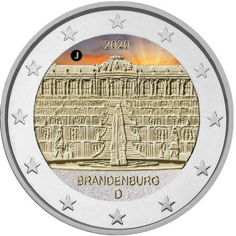 Saksa 2 € 2020 Brandenburg & Sanssouci, väritetty (#2)