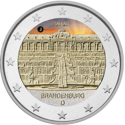 Saksa 2 € 2020 Brandenburg & Sanssouci A-J, väritetty (#2)
