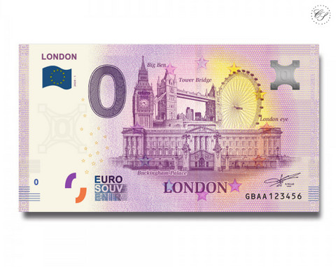 Iso-Britannia 0 € 2020 Lontoo-nollaseteli UNC