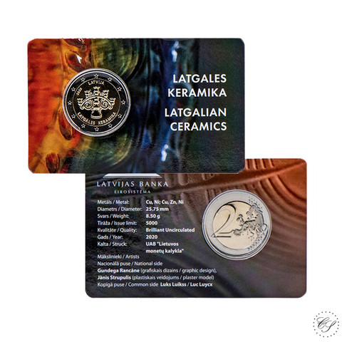 Latvia 2 € 2020 Latgalen keramiikka BU coincard