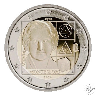 Italia 2 € 2020 Maria Montessori 150 vuotta