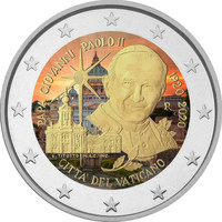 Vatikaani 2 € 2020 Paavi Johannes Paavali II, väritetty (#1)