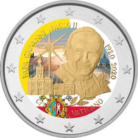 Vatikaani 2 € 2020 Paavi Johannes Paavali II, väritetty (#2)