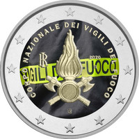 Italia 2 € 2020 Palovoimat, väritetty (#1)