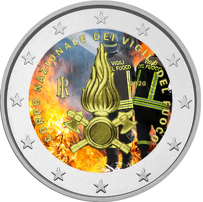 Italia 2 € 2020 Palovoimat, väritetty (#2)