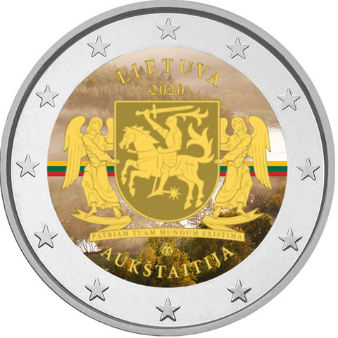 Liettua 2 € 2020 Aukštaitija, väritetty (#2)
