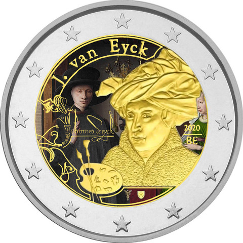 Belgia 2 € 2020 Jan van Eyck, väritetty (#1)
