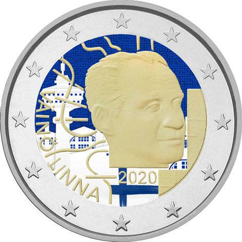 Suomi 2 € 2020 Väinö Linna 100 vuotta, väritetty (#1) 