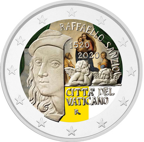 Vatikaani 2 € 2020 Raffaello, väritetty (#2)