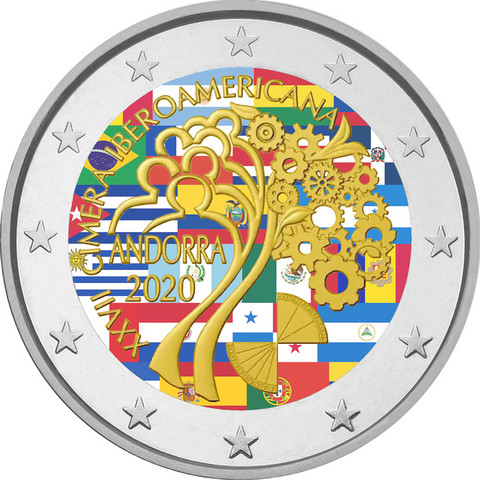 Andorra 2 € 2020 Iberoamerikkalainen huippukokous BU, väritetty (#2)