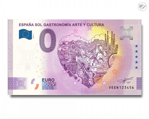 Espanja 0 € 2020 Gastronomia -nollaseteli UNC