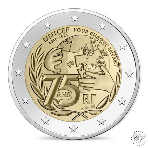 Ranska 2 € 2021 Unicef 75 vuotta