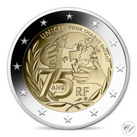 Ranska 2 € 2021 Unicef 75 vuotta, Proof