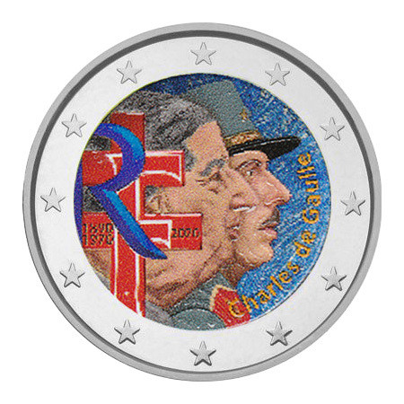 Ranska 2 € 2020 Charles de Gaulle 50 v., väritetty (#1)